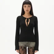 Cropp - Bluza s vezivanjem - CRNO