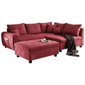 MID.YOU ECKSOFA inkl. Hocker, mikrovelur barve gozdnih sadežev