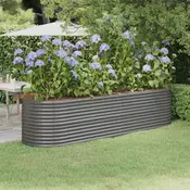Povišena vrtna gredica od pocincanog celika 296x80x68 cm sivi