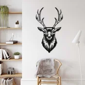 WallXpert metalni zidni ukras 5326, glava jelena sa razgranatim rogovima, spreda, 26 x 45 cm, crni