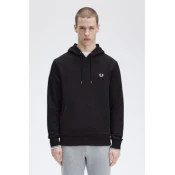 Fred Perry za moške. M2643 Mikina s kapuco in črnimi cevmi (S), Črna, Priložnostno, Bombaž