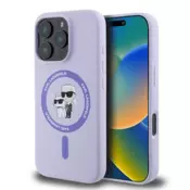 Karl Lagerfeld Originalen ovitek MagSafe iPhone 16 Pro - Karl and Choupette - vijola - KLHMP16LSCMKCRHU