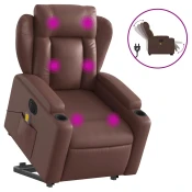 MAISON CHIC Električni masažni stol - Relax naslanjač s funkcijo vstajanja rjavo umetno usnje, (22042603)