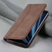 Infostyle Preklopna torbica Leather za Samsung Galaxy S21 Ultra Temno rjava/Ekološko usnje + TPU silikon