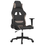 Vidaxl Masažni gaming stol črno in taupe blago