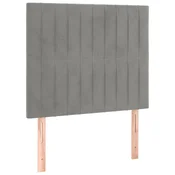Vidaxl Vzglavje za postelje svetlo sivo 100x5x118/128 cm žametno