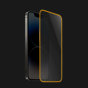 Zaščitno kaljeno steklo z okvirjem, ki se sveti v temi za Apple iPhone 15 Plus - Oranžna