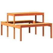 Vidaxl Piknik miza voščeno rjava 110x134x75 cm trdna borovina