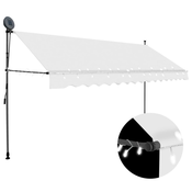 Tenda na rucno uvlacenje s LED svjetlima 350 cm krem