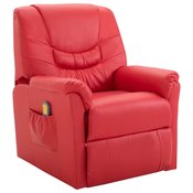 Električna masažna fotelja od umjetne kože crvena