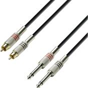 Adam Hall Kabel Double Line, 3 m, črn, 2 x moški cinch konektor/2 x 6,3 mm moški banana konektor
