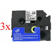 Komplet Brother TZe-M51/TZ-M51/PT/P-Touch 24mm kompatibilni trakovi (3) - črn izpis/mat prozoren trak