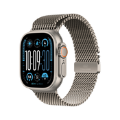 Apple Watch Ultra2 v2 Cellular 49mm Natural Titanium case with Natural Titanium milanese loop - M