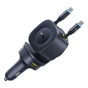 Baseus PrimeTrip VR2 Max 100W brzi punjac za automobil, 3x USB Type-C + 1x USB Type-A, 2x sklopiva kabela, crni C0206601