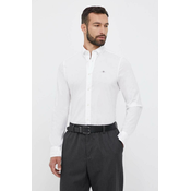 Pamucna košulja Gant za muškarce, boja: bijela, slim, o button-down ovratnikom