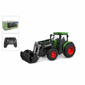 Djecji Globe R/C traktor zeleni 27 cm s prednjim utovarivacem na baterije sa svjetlom od 2,4 GHz