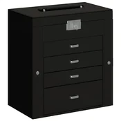 Vidaxl Jewellery Box 5-Layer z ogledalom zaklenljivo črno