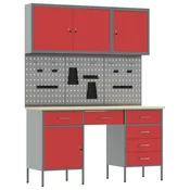 vidaXL vidaXL 8-delni delovni kabinet in pegboard set Rdeč MDF in kovina, (22047506)