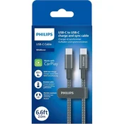 Philips USB-C na USB-C kabel, 2m, 3A, 60W, 480Mbps