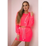 Set of sweatshirt with skirt in pink neon color
