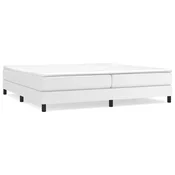 Vidaxl Posteljni okvir z vzmetmi bel 200x200 cm umetno usnje