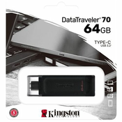 Kingston pendrive 64GB USB-C DT70: crni