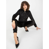 Womens black velour set with zipper sweatshirt