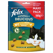 Felix Naturally Delicious mačji priboljški - Varčno pakiranje: Piščanec & mačja meta (3x180 g)
