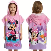 Disney DISNEY Minnie Mouse Bazenjska brisača, hitro sušeča pončo s kapuco za otroke na plažo 100% bombaž