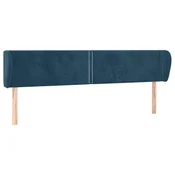 Vidaxl Vzglavje z ušesi temno modro 203x23x78/88 cm žamet