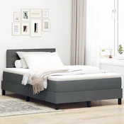 Postelja z vzmetnico z vzglavjem Temno siva 120 x 200 cm blago