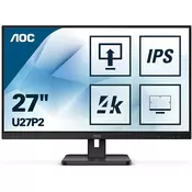 AOC U27P2 - 69 cm (27 inča) LED IPS ploča 4K UHD podešavanje visine okret USB čvorište DisplayPort