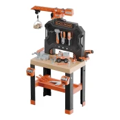 Pracovný stôl s mechanickým žeriavom Bricolo Builder Workbench Smoby so skladacím autíčkom a vŕtačkou 92 doplnkov 102 cm výška od 3 rokov SM360741