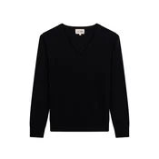 GOBI Cashmere Pulover Womens Timeless Cashmere V-Neck Sweater črna