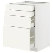 METOD / MAXIMERA Podni element 4 fronta/4 fioke, bela/Vallstena bela, 60x60 cm