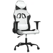 Vidaxl Gaming stol Bela in črna umetno usnje