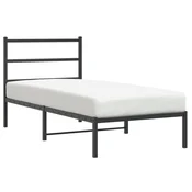 Vidaxl Kovinski posteljni okvir z vzglavjem črn 90x200 cm