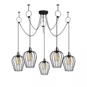 Črna viseča svetilka za 5 žarnic Opviq lights