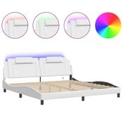 Vidaxl Posteljni okvir Viana z LED brez vzmetnice bel 200x200 cm