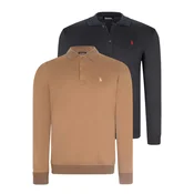DOUBLE SET V4007 DEWBERRY MENS SWEATSHIRT-NAVY-CAMEL