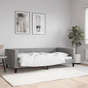 shumee vidaXL Kavč z ležiščem svetlo siv 100x200 cm oblazinjen iz blaga