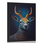 Plakat modro zlati jelen - 60x90 no frame