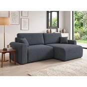Raztegljiva obojestranska sedežna garnitura v obliki črke L NORDEN PAROS 250x140 cm, temno siva