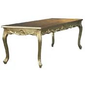 Casa Padrino baroque dining table with glass top gold 140 cm - Baroque dining room furniture