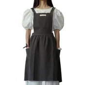 INF Lanena bombažna predpasnik - Cross Back Pinafore za umetnost, kavarno in delo Grey, (5000078413)