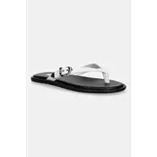 Tommy Jeans japonke ženske usnjene TJW FLAT LEATHER SANDALS