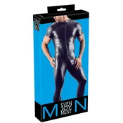 NEK Mens Wet Look Jumpsuit 3XL, Short Sleeves, Black, Stretch Fabric OSV065E