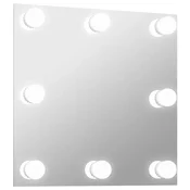 Vidaxl Stensko ogledalo z LED lučkami kvadratno steklo