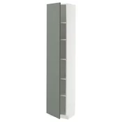 METOD Visoki element s policama, bela/Nickebo mat sivozelena, 40x37x200 cm