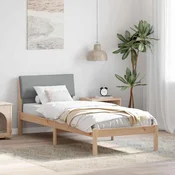 Okvir kreveta s uzglavljem Smeda i svijetlo siva 75 x 190 cm